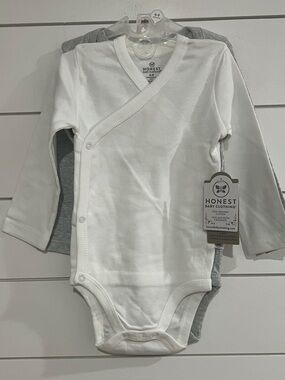 Honest Baby Long-Sleeve Bodysuit 2-Pack in White and Gray - Kids Matching Sets